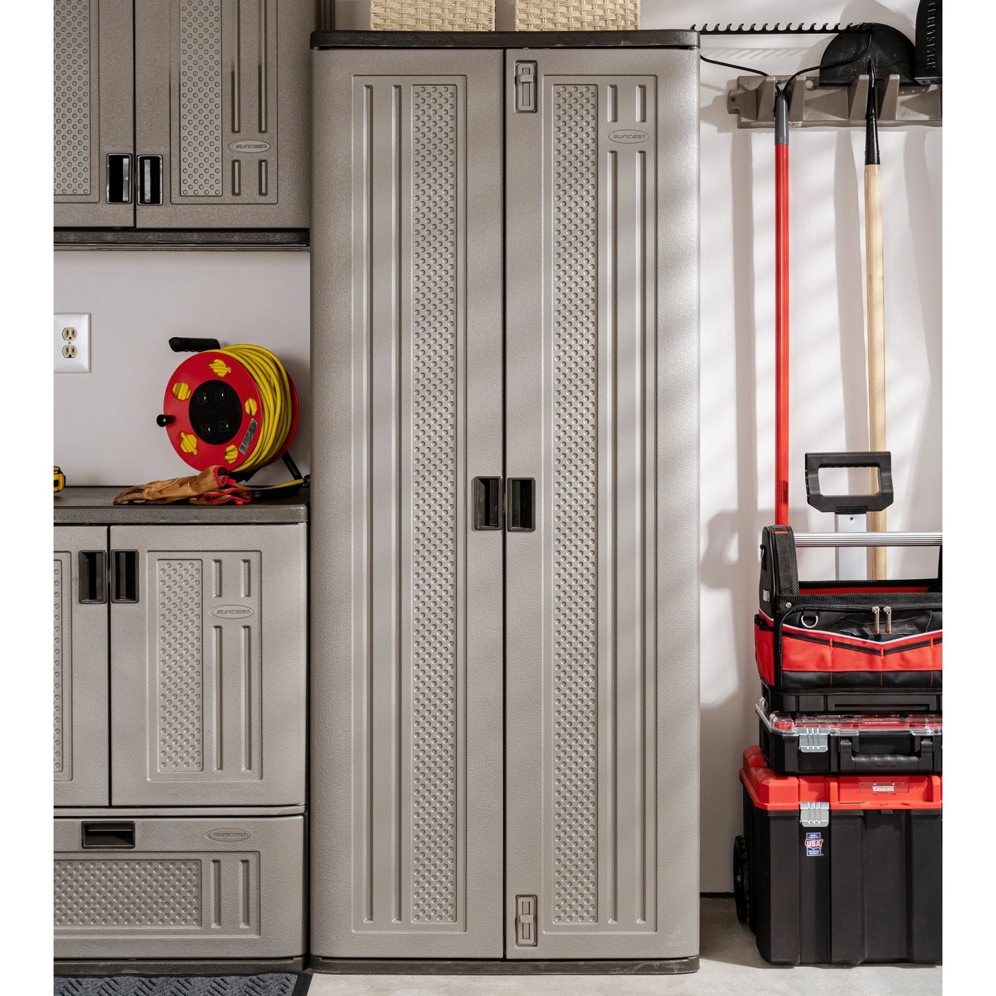 3-Shelf Resin Base Garage Cabinet Locker, Gray