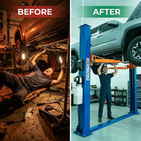 12000 Lbs 2 Post Lift Single Lock Release Garage Shop Auto Lifter 2.95HP — Before & After