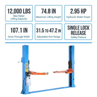 12000 Lbs 2 Post Lift Single Lock Release Garage Shop Auto Lifter 2.95HP — Results & Stats