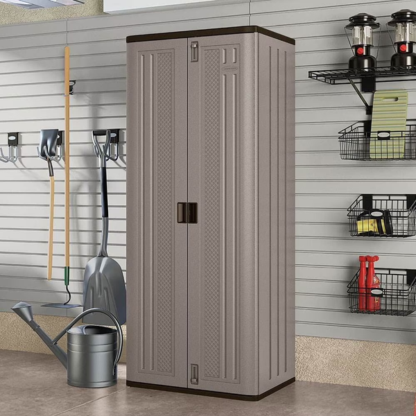 3-Shelf Resin Base Garage Cabinet Locker, Gray