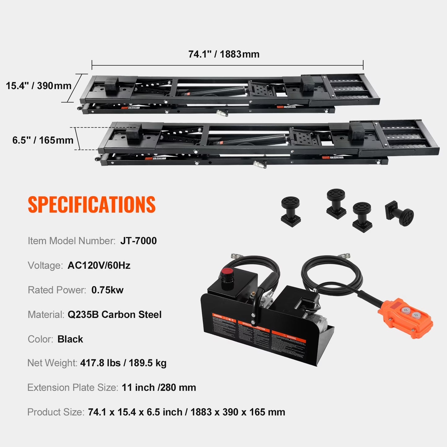 Portable Car Lift 7000 LBS Automatic Car Lift System Jack for Home Garage