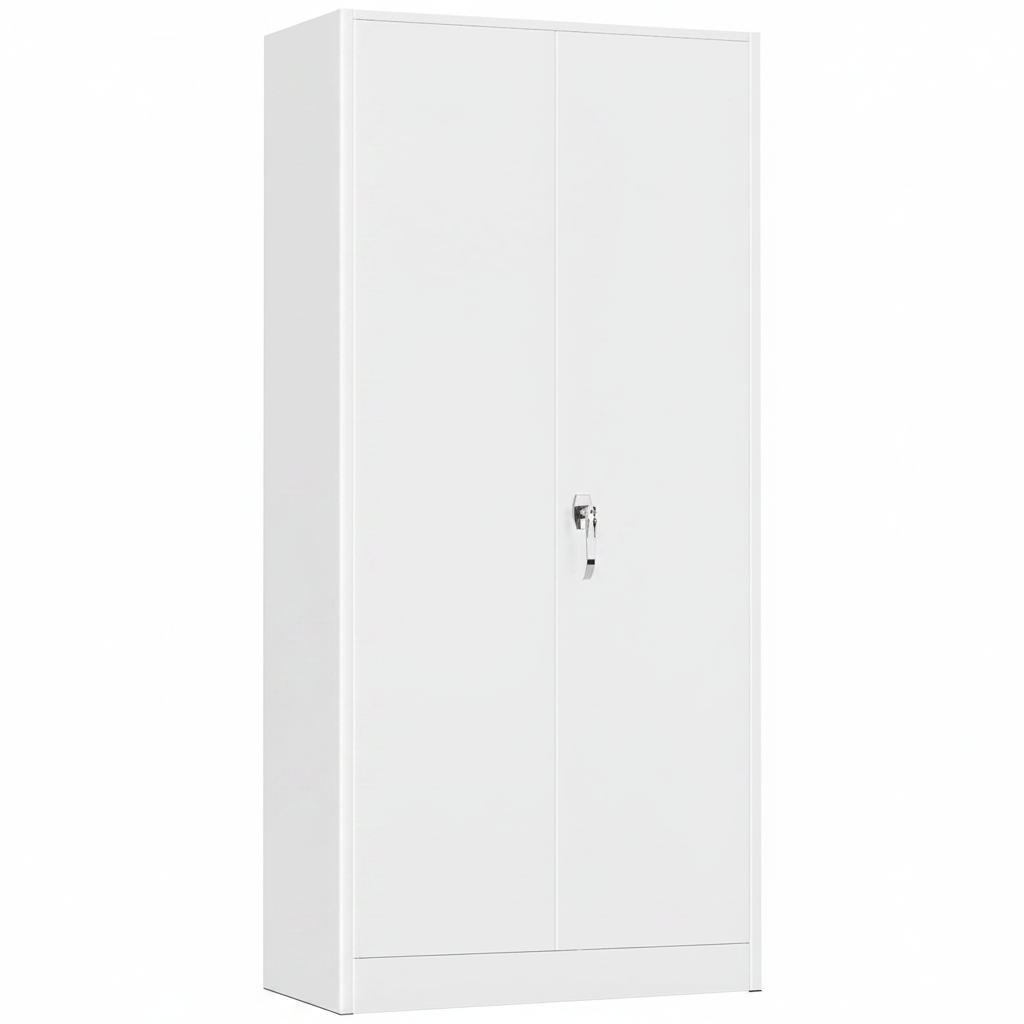 Metal Storage Cabinet, 72" Lockable Garage Cabinet with 4 Shelves (White)